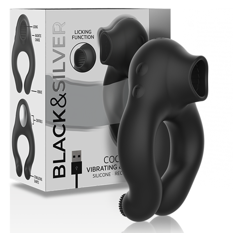 BLACKSILVER - ANEL VIBRADOR DE SILICONE 3 MOTORES RECARREGÁVEIS PRETO