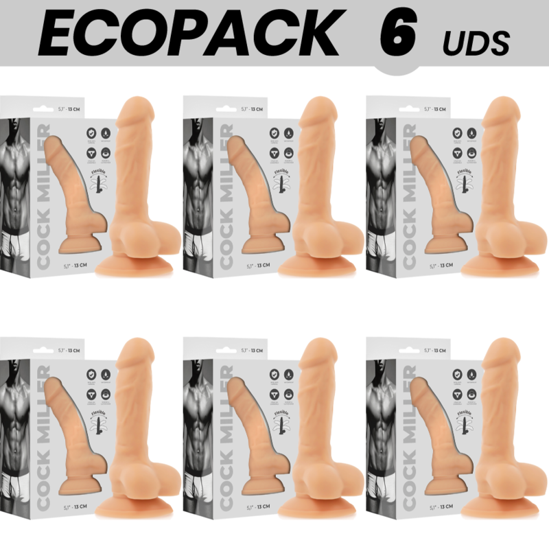 ECOPACK 6 UNIDADES - COCK MILLER SILICONE DENSIDADE ARTICULADO COCKSIL 13 CM