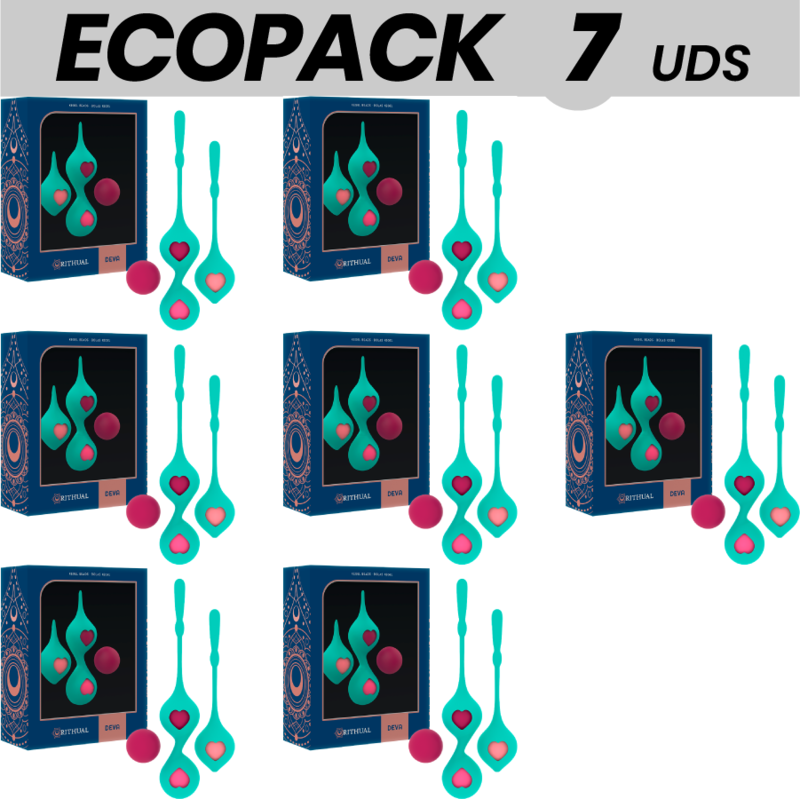 ECOPACK 7 UNIDADES - RITHUAL CONJUNTO DE TREINAMENTO PÉLVICO DEVA AQUA GREEN 6 + 1 GRTIS