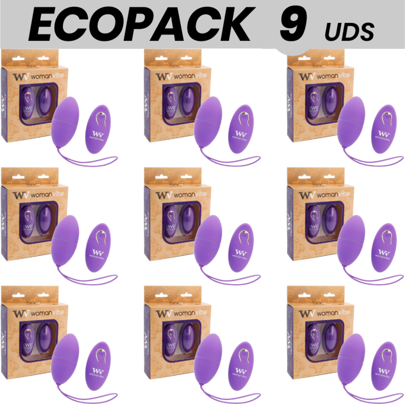 ECOPACK 9 UNIDADES - WOMANVIBE ALSAN EGG CONTROLE REMOTO PRETO SILICONE ROXO