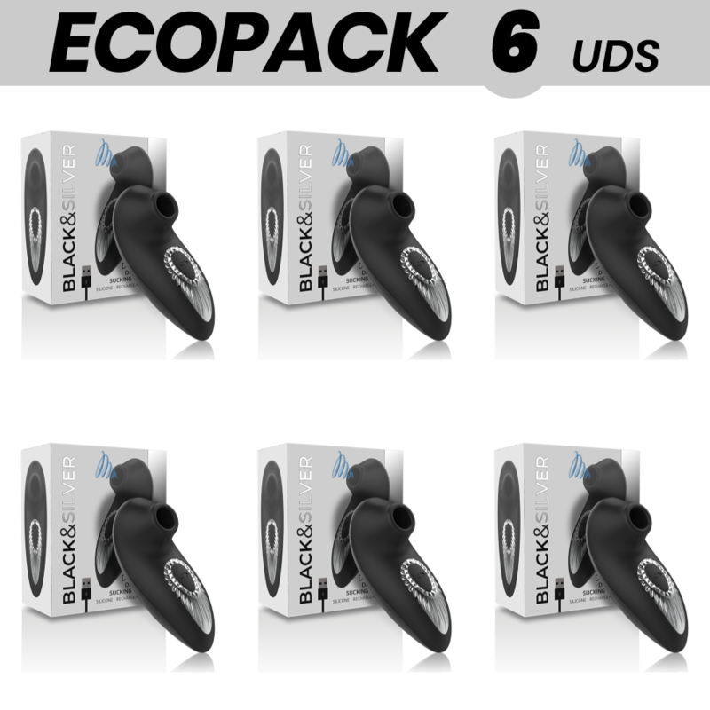 ECOPACK 6 UNIDADES - BLACKSILVER DRAKE DELUXE SUCKING VIBE SILICONE RECARREGVEL PRETO