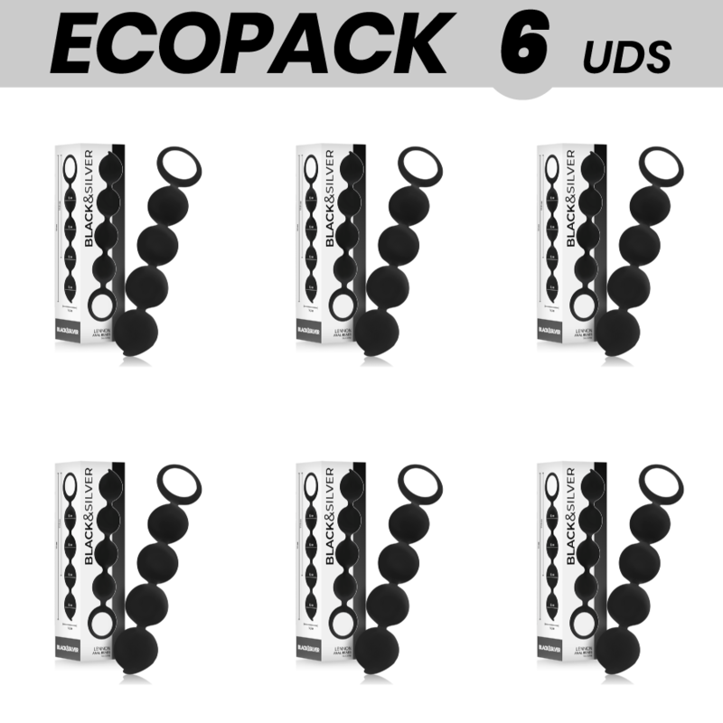 ECOPACK 6 UNIDADES - PLUG ANAL LENNON PRETOSILVER COM BOLAS ANAIS 15 CM